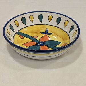 Vintage Mexican Arts And Crafts Mission Style Bowl Hand Painted.